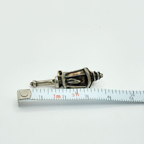 5/$25 Vintage two tone torch lamp brooch pin - Picture 6 of 7
